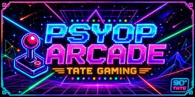 PSYOP ARCADE TATE GAMING – Hochkant Spieleportal mit TATE 90° Browser Games