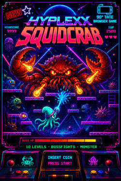 SquidCrab – Vertikales Arcade Game im 90° Format